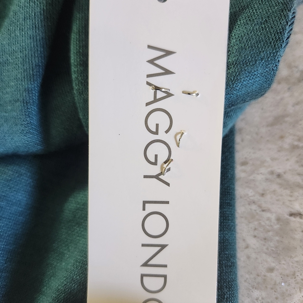 Maggy London Teal Grey Sleeveless Cowl Neck Midi Faux Wrap Dress Size 12 NWT - Picture 7 of 7